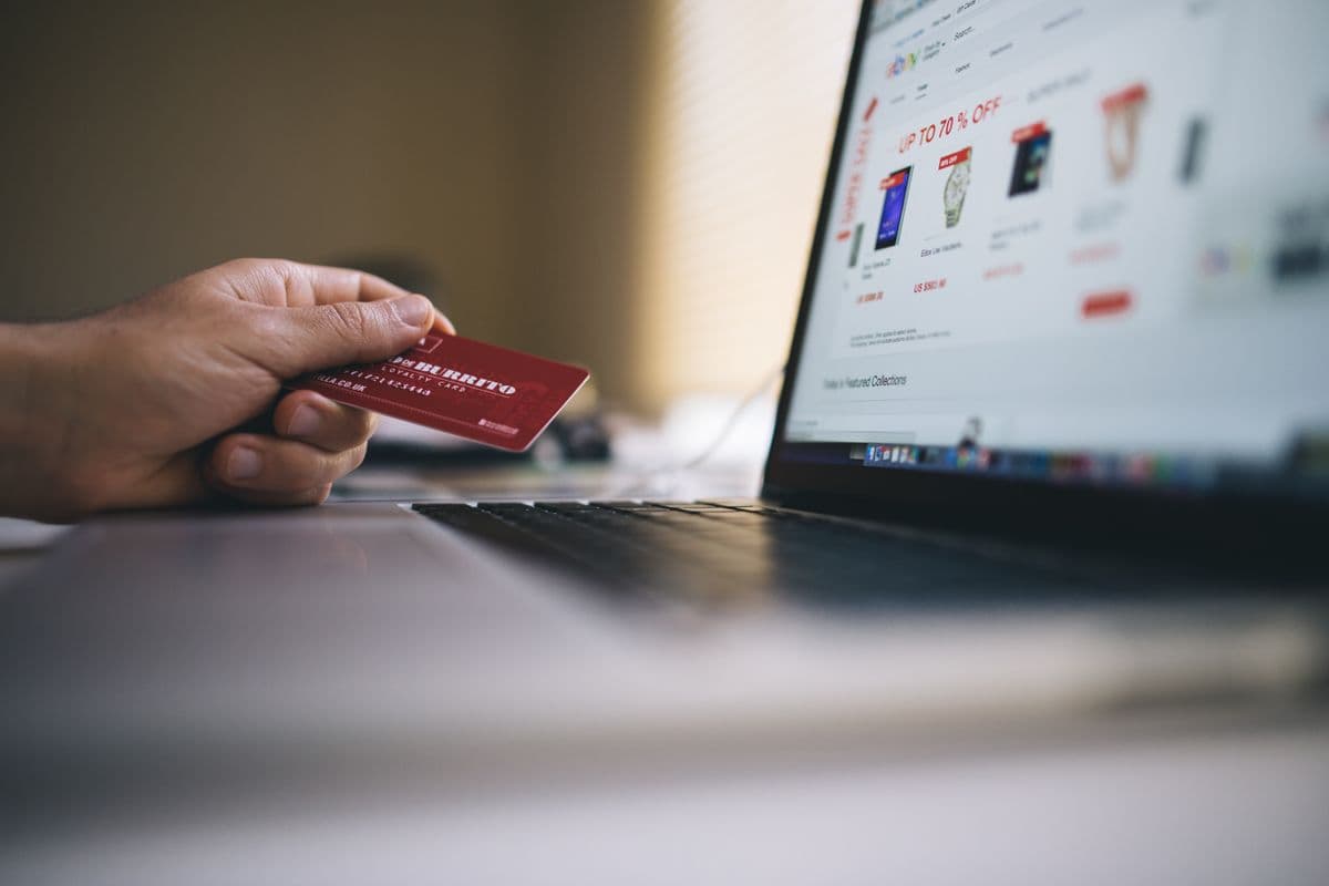 Online shopping on a laptop