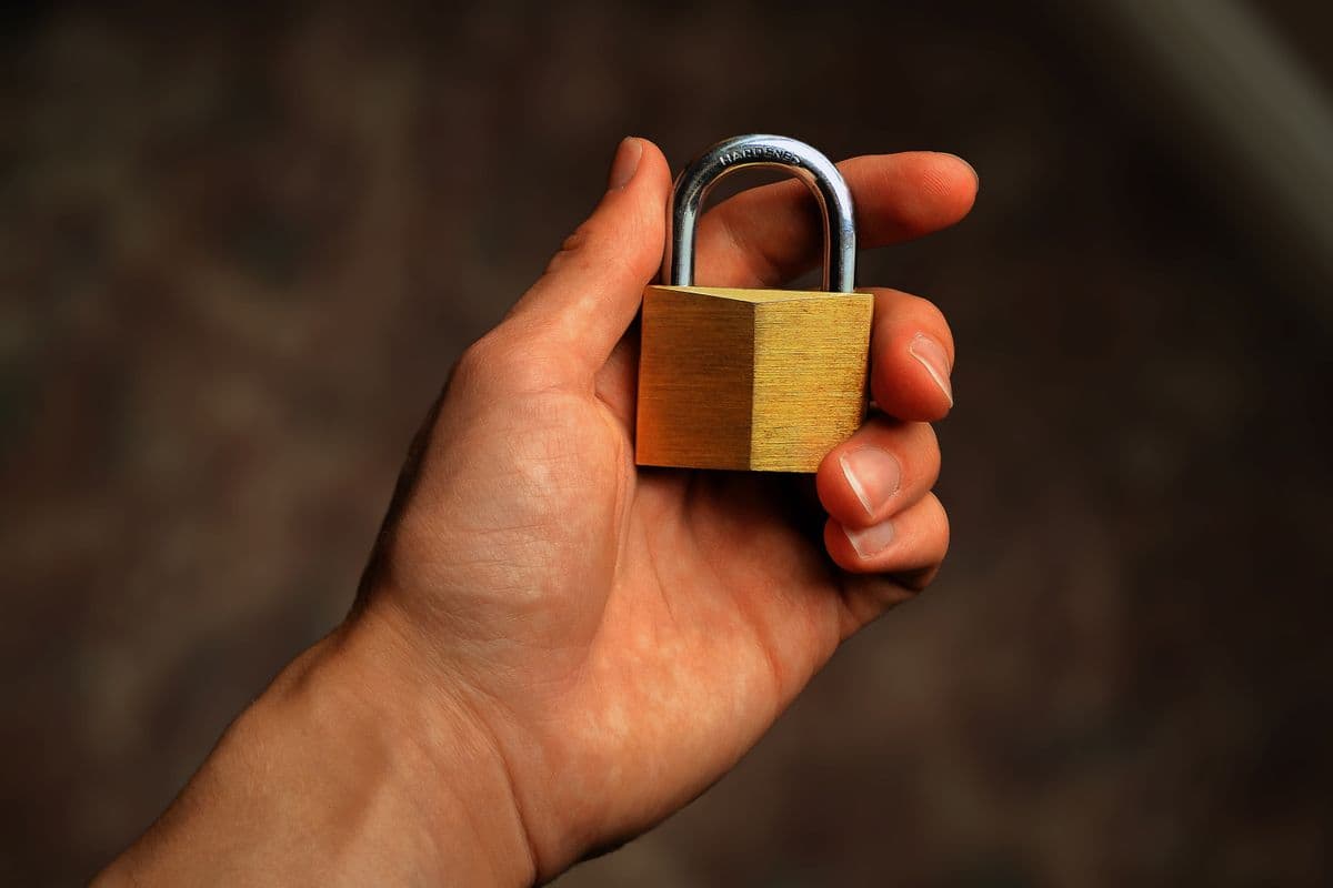 A padlock securing a gate